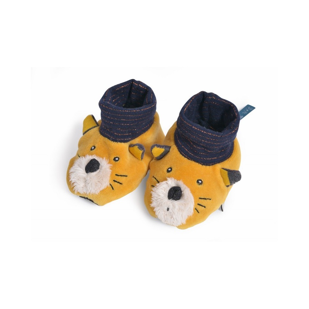 Mustard cat slippers 0-6 months