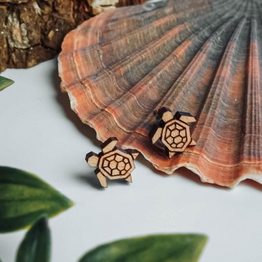 Turtle wooden earrings