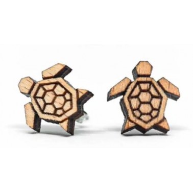 Turtle wooden earrings